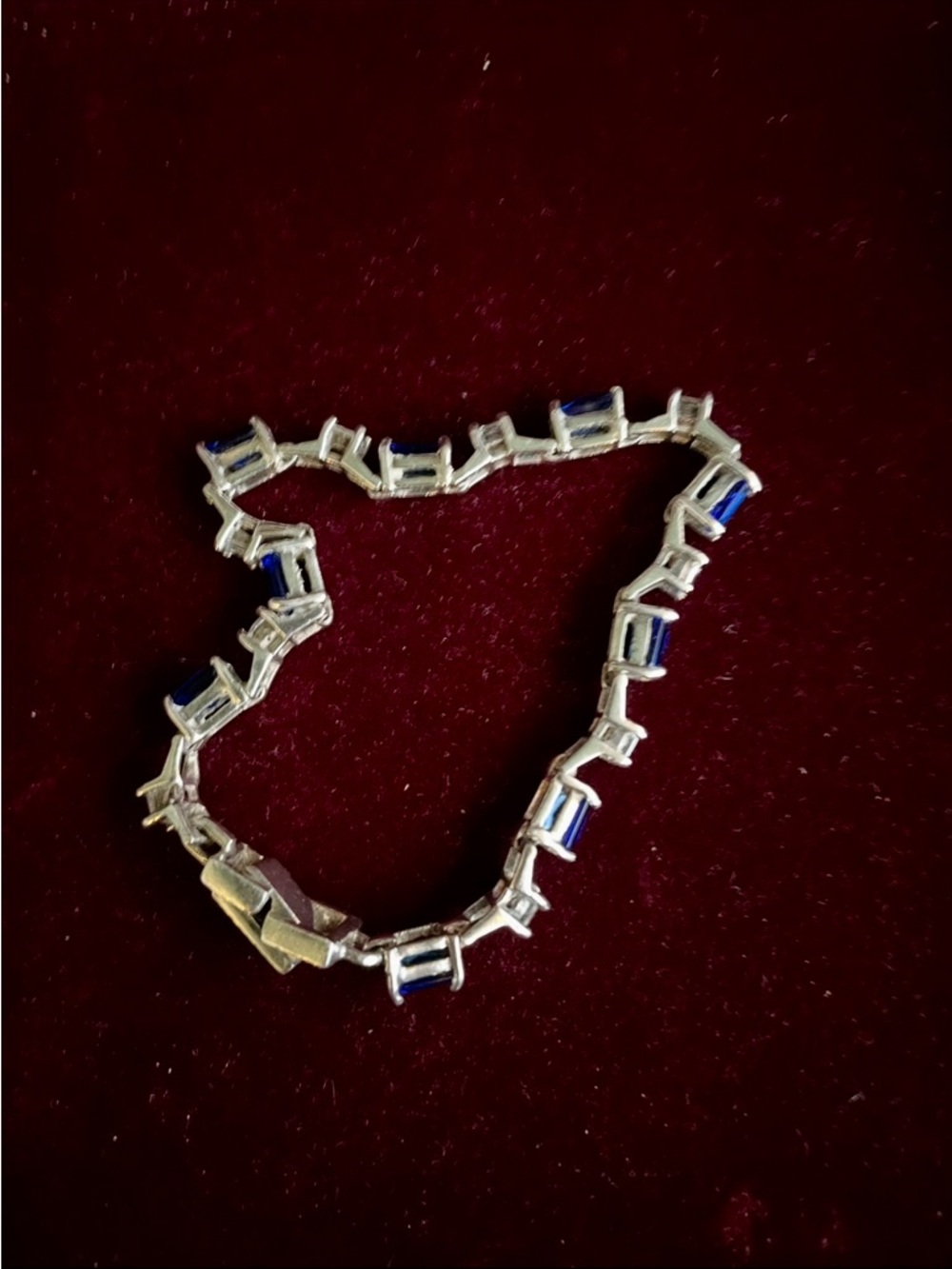Sterling Silver Blue & Crystal Tennis Bracelet - Picture 11 of 11